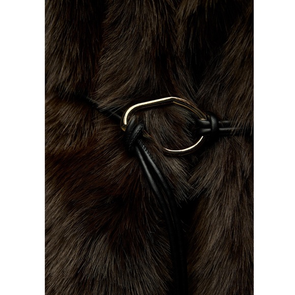 Zara FAUX FUR COAT WITH BELT - Picture 8 of 13